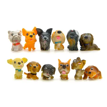 12buc/set Decor de Masă Kawaii Ornamente de Animale din PVC in Miniatura Puppy Mini Desene animate Câini Figurine Decor Acasă Ornament de Gradina