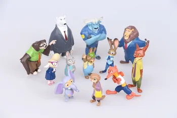 12buc/set Disney Pixar Zootopia Zootropolis model de Jucărie PVC Acțiune Figura Judy Hopps Nick papusa Cosplay Cadou de Ziua Copilului
