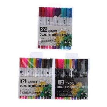 12BUC/Set Marker Set Acuarela Stilou Perie Markeri Dual Sfat Fineliner Desen pentru glonț Jurnalul de Artă Markere Pixuri Culori