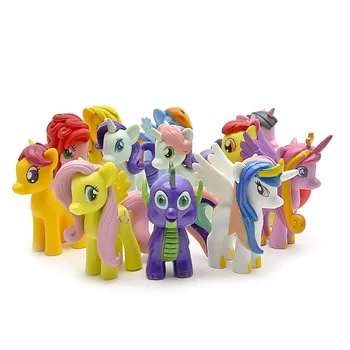 12buc/set Twilight Sparkle+Rainbow Dash+Dragut HorseToys poni model de cal de jucărie Pentru Copii Cadou de Crăciun