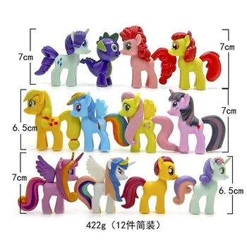 12buc/set Twilight Sparkle+Rainbow Dash+Dragut HorseToys poni model de cal de jucărie Pentru Copii Cadou de Crăciun