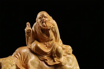 12CM Vechi Maestru Laozi statuie Lao Tzu sculptură de artă modernă din lemn tibet statua acasă decorare accesorii