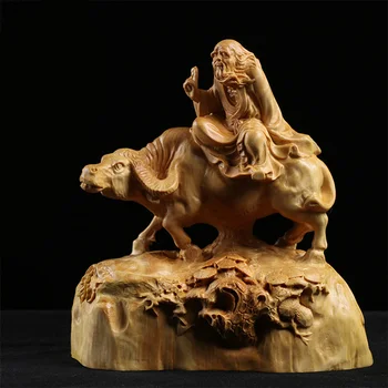 12CM Vechi Maestru Laozi statuie Lao Tzu sculptură de artă modernă din lemn tibet statua acasă decorare accesorii