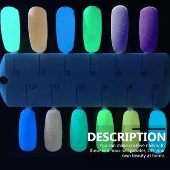 12pcs 12 Culori Fluorescente Nail Art Decor Luminos Pulbere Decorarea Unghiilor