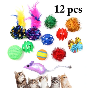 12PCS Jucarie Pisica Set Interactiv Amuzant Cat de Formare Jucărie animale de Companie Mingea Mouse-ul Jucărie Jucărie animale de Companie Interactive Rechizite Multe Culori