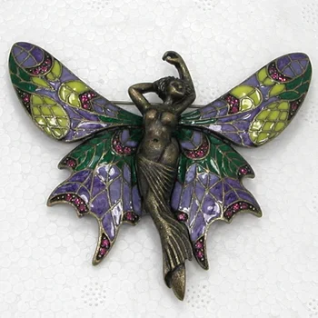 12pcs/lot en-Gros Stras Email Butterfly Fairy angel Pin broșe C101877