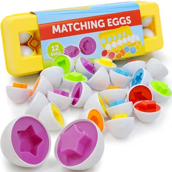 12pcs Montessori Forma de Potrivire Jucării Pentru Copii Copil mai Devreme de Învățământ Joc de Puzzle 3d Smart Material Plastic Oua de Jucarie pentru Copii