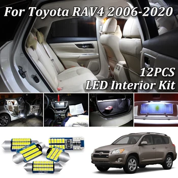 12Pcs Nici o Eroare Alb Canbus Pentru Toyota RAV4 2006 - 2016 2017 2018 2019 2020 LED-uri Lumina de Interior + Lampa plăcuței de Înmatriculare Kit