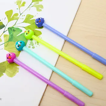 12Pcs/pachet coreean Kawaii Drăguț Pasăre Animal Pixuri cu Gel Albastru Noutate Scris Distracție Rece Papetărie Caz Creion Sac de Staționare de Crăciun