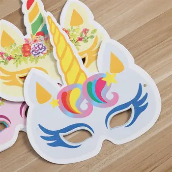 12pcs Petrecerea de Ziua Colorat Unicorn Masca Consumabile Partid Decor pentru Copii si Adulti (6 Stiluri)