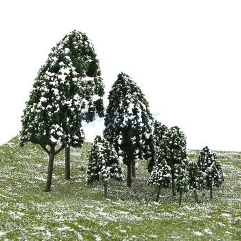 12pcs Plopi Model de Tren de Zăpadă Peisaj 2.5-16 cm 1:500-1:50