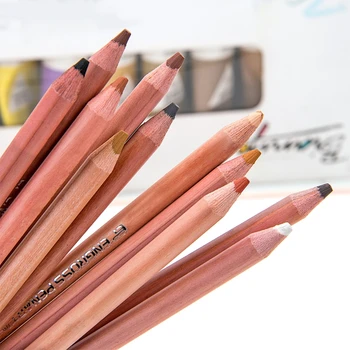 12Pcs Profesionale Pastel Creioane din Lemn Pielea Nuanță Pastel Creion Colorat Cadou Școală de Desen Papetărie pentru Student