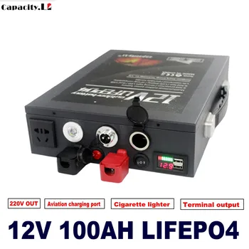 12v 100ah lifepo4 baterie Litiu fier 12.8 v 70ah Baterie Reîncărcabilă cu BMS si bricheta pentru RV Camping AC300W Up
