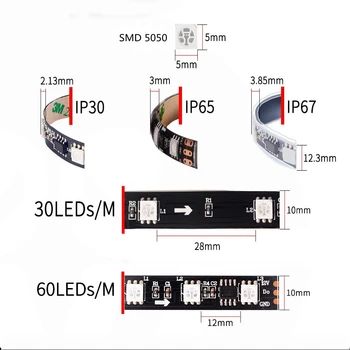 12V 5m/rola RGB LED Strip Lumina WS2811 IC Individual Adresabile Marquee 2811 30 60 pixeli/led-uri/m fără fir de control rezistent la apa