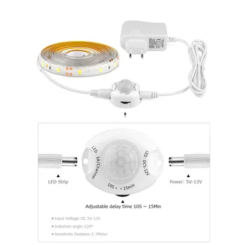 12V LED Lumina de Noapte NE-UE PIR Senzor de Mișcare de Detectare a Muta Panglică Bandă Lampă de Bucătărie Lumină Bandă Ribbon Bandă Lampa Coridor Pat