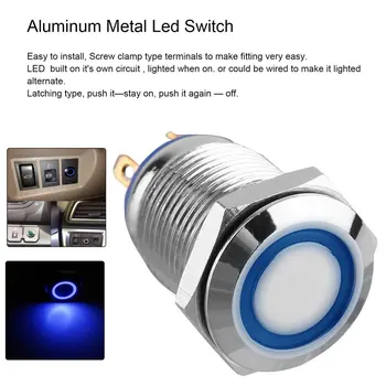 12V Metal Angel Eye LED-uri Auto Iluminate Blocare 16mm Push Buton Comutator cu Buton Metalic Întrerupător Alb Ușor de instalat