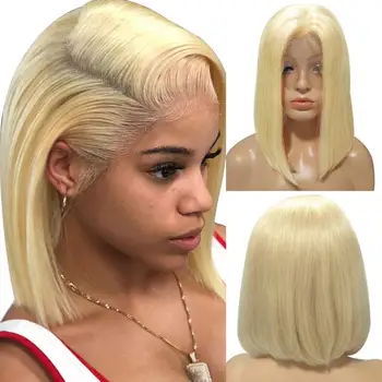 13x1 613 Blonda Brazilian Drept Păr Uman Bob Peruci 6-16 inch Pre Smuls Remy Bob Scurt Dantelă Față Peruci pentru Femei de culoare