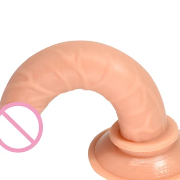 14.5 cm Realist Penis artificial Jucarii Sexuale de Nici un Vibrator anal Curea Pe Penis ventuza Silicon G fața Locului, Masaj erotic Masturbare Pentru Femei