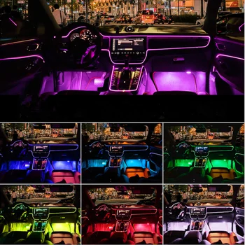 14 în 1 masina de lumina Ambientala RGB Fibra Optica Lumini de Culori Car Styling Decorative Atmosfera Lămpi Auto Interior APLICAȚIE ușor de control