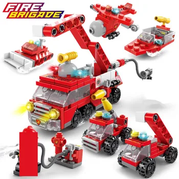 142Pcs Oraș de stingere a Incendiilor Blocuri Seturi de Pompieri Model de Masina Jucărie de Asamblare DIY Educație Jucarii pentru Copii