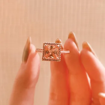 14K Șampanie Aur Culoare Inel cu Diamant pentru Femei de Lux Pur Cristal Piatră prețioasă de Bijuterii cu Topaz Bizuteria Inel de Nunta de sex Feminin