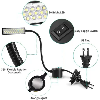 15/30leds Iluminat Industriale de Cusut Lumini 110-265V SUA/UE Plug Bază Magnetică Lampa de Cusut pentru masina de Gaurit de Presă Strung de Lucru