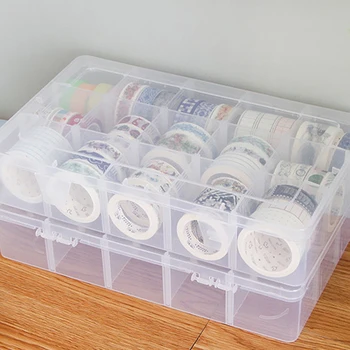 15 Grile Transparente, Multi-funcția de Cutie de Depozitare din Plastic Adeziv Bandă Washi Organizator Caz de Bijuterii Caz Consumabile de Papetărie