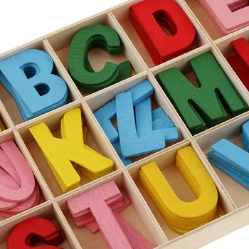 156pcs din Lemn Colorat Literele Alfabetului Ornamente cu Cutie de pentru Copii, Jocuri, Jucarii