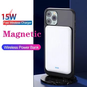 15W Magnetic Încărcător Wireless Ultra subtire 4000mAh LED Indicator Power Bank Portabil Wireless Extern Powerbank Pentru iPhone 12