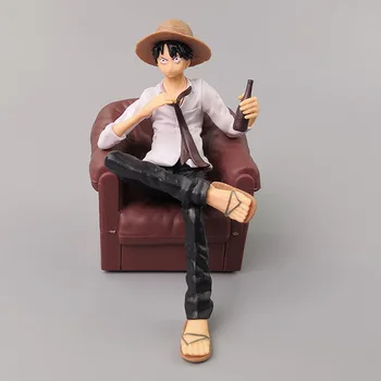 16.5 cm, 2 Tipuri de Anime One Piece Monkey D Luffy Postură Ședință Figura Model de Jucarie de Colectie Jucărie