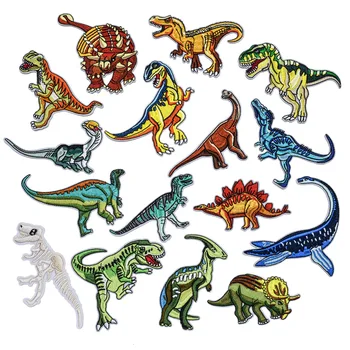 16 Buc Dinozaur Emblema Coase Pe/Fier Pe Brodate DIY Aplicatiile Patch Set pentru Copii Rucsaci, Palarii, Blugi, Jachete Dres