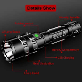 1600 Lumeni Lanterna Tactice USB Reîncărcabilă Lanterna cu Montare la Distanță Comutator pentru Vânătoare de Fotografiere în aer liber Arma Accesorii