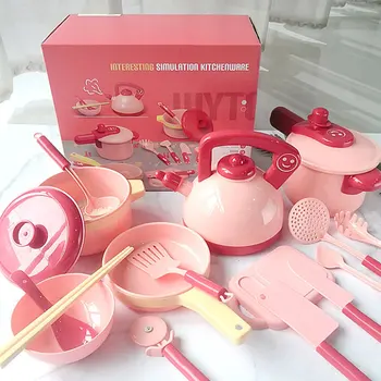 16pcs Copii Pretinde Juca Vase de Bucatarie Mini Oala Tigaie Jucării Bucătar Joc de Rol Set Copii Simulare Ustensile Toys Set de Gatit Jucarii