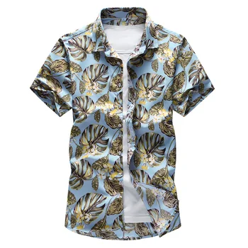 17 culoare de Vară pe Plajă Hawaiiană Barbati Maneca Scurta Camasi florale Imprimate Tricou Petrecere de Vacanță Camisa Hawaiana tricouri Marca 6XL 7XL