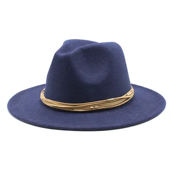 17 culori Vintage Retro Simplu Vopsit Lână Simțit Negru pentru Femei Pălării Flat Brim Fedora Pălărie cu Ridicata Clasic Unisex Jazz Trilby