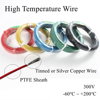 17AWG 1 Metru Temperatură Înaltă Sârmă PTFE Izolație de Cablu Rezistent la energie Electrică Conserve de Staniu Placat cu Argint Fire de Cupru 1mm2 1mm