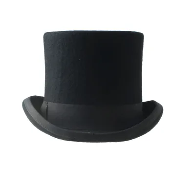 17CM(6.7 inch) Lână Steampunk Pălărie de Top VictorianTraditional Fedoras Pălărie Pălărie Cilindru Chapeau Biserica Hat Pentru Barbati Femei