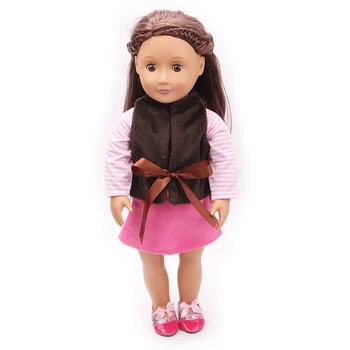 18 Inch American Doll Fete Haine la Modă Costum Roz Nou-nascuti Jucarii pentru Copii Accesorii Homewear se Potrivesc 40-43 Cm Băiat Păpuși c135