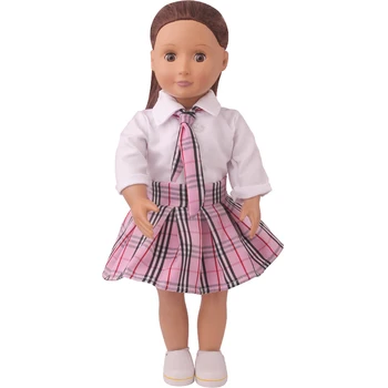 18 inch Fete haine papusa Mov uniformă școlară costum fusta 3 pc-uri Americane nou-născut rochie de jucarii pentru Copii se potrivesc 43 cm baby dolls c791