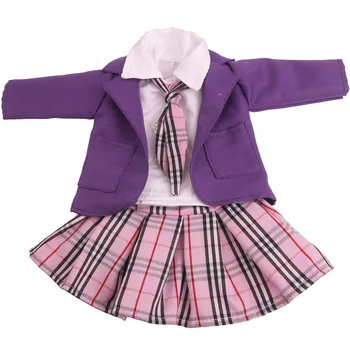 18 inch Fete haine papusa Mov uniformă școlară costum fusta 3 pc-uri Americane nou-născut rochie de jucarii pentru Copii se potrivesc 43 cm baby dolls c791