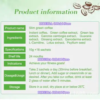 18 pliculețe de Ceai Slim Verde Cafea cu Ganoderma Controlul Greutatii Detoxifiere Ceai Pierdere în Greutate, Slabire Arderea Grasimilor Sănătate Ceai Pastile