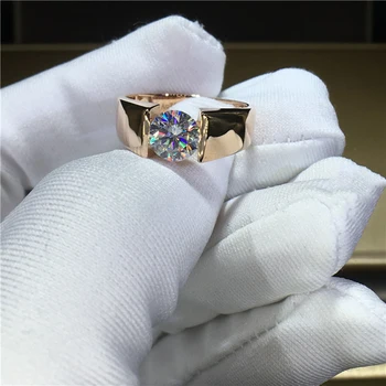 18K 750Au Aur Moissanite Diamant om Inel D culoare VVS