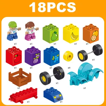 18pcs Fructe Model de Livadă Blocuri jucării DIY Cărămizi Set Compatibil DuploINGlys educative pentru Copii jucarii si Cadouri