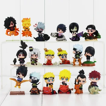 18pcs/lot Naruto Uchiha 4-6cm Sasuke Uchiha Itachi, Kakashi Jiraiya PVC Acțiune Figura Jucarii Cadou pentru Copii