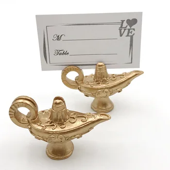 18PCS NEW SOSIRE Aur Aladin Lampa lui Posesorilor de Carduri Loc Petrecerea de Nunta Decoratiuni Arabian Nights de Aur Lampa Forma de Titularii de Fotografie