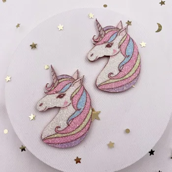 18PCS Simțit Tesatura Curcubeu Glitter Pink Unicorn Aplicatiile de Nunta DIY Cusut Patch Arc de Păr Accesorii DIY Meșteșug Consumabile