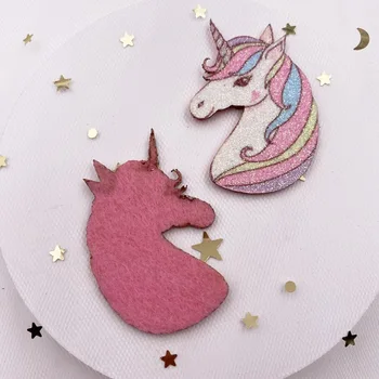 18PCS Simțit Tesatura Curcubeu Glitter Pink Unicorn Aplicatiile de Nunta DIY Cusut Patch Arc de Păr Accesorii DIY Meșteșug Consumabile
