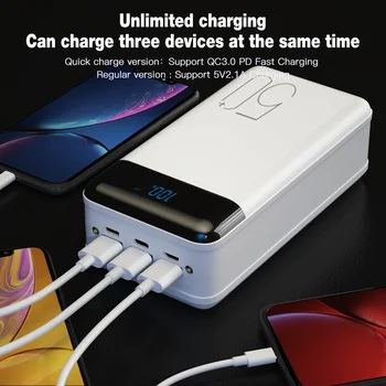 18W QC3.0 Quick Charge 50000mAh Power Bank cu LED Display Digital Baterie Externă Poverbank Încărcare Rapidă pentru Xiaomi iPhone 12 Mini