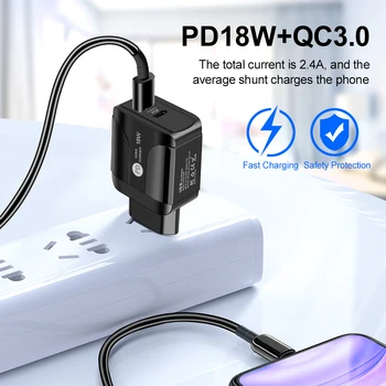 18W USB-C PD+Quick Charge 3.0 Rapid Adaptor Încărcător Pentru iPhone 12 Pro MAX 11 Pro XR SAMSUNG S20 Ultra S10 Plus XIAOMI Redmi QC3.0