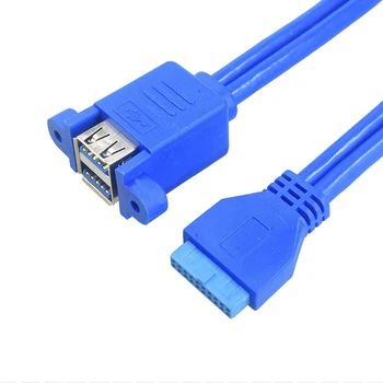 19 / 20 Pini de sex feminin USB antet pentru 2 porturi USB 3.0 Tyep O Femeie Cablu Dublu-punte Socket 19pin USB3.0 Splitter Cablu Șurub Cu Gaură